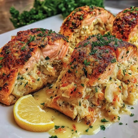 Lachs mit Krabben-Garnelen-Füllung