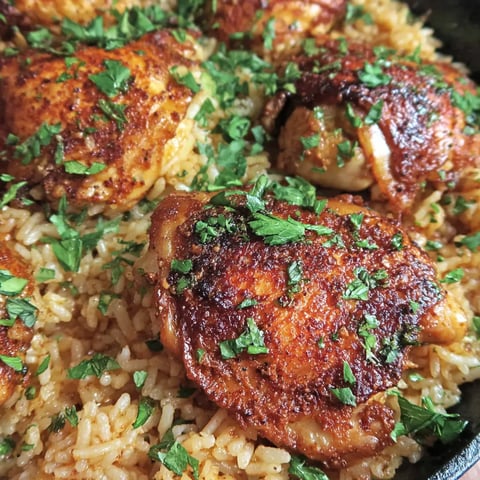 Paprika Hähnchen mit Reis Auflauf