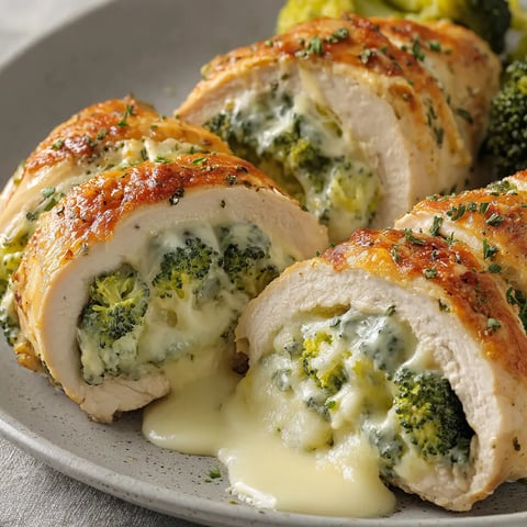 Mit Brokkoli gefülltes Hähnchen