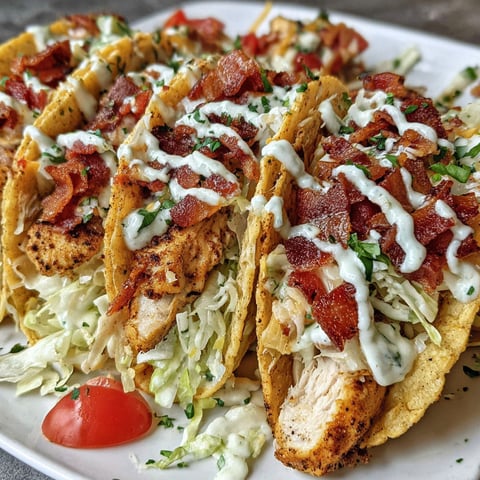 A plate of chicken bacon ranch tacos.