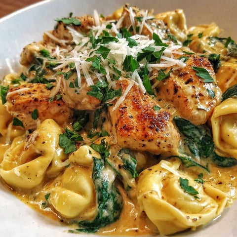 A plate of food with chicken and pasta.