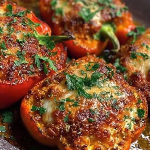 A dish of roasted peppers with red lentils.