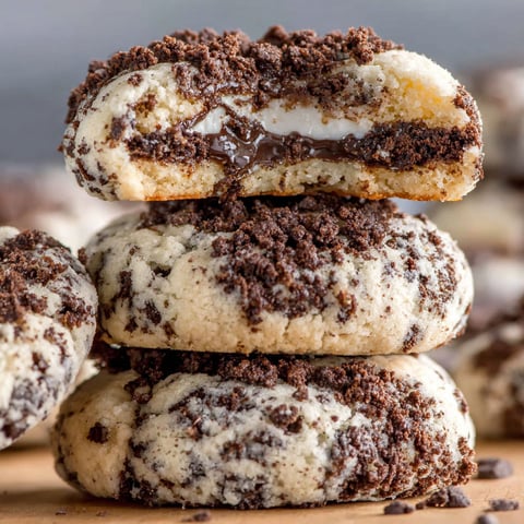 A stack of Oreo thumbprint cookies.