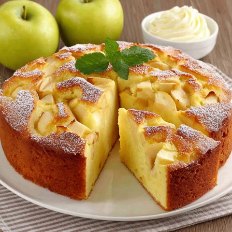 A slice of cake with a green leaf on top.