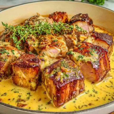 A plate of meat covered in sauce.