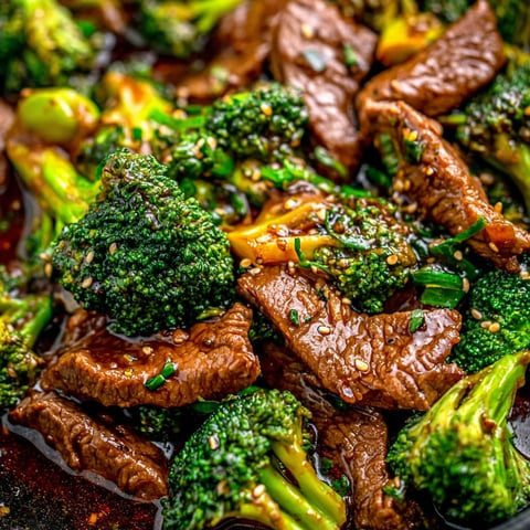A plate of beef and broccoli.