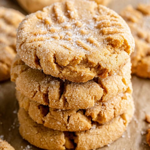 A stack of soft peanut butter cookies.