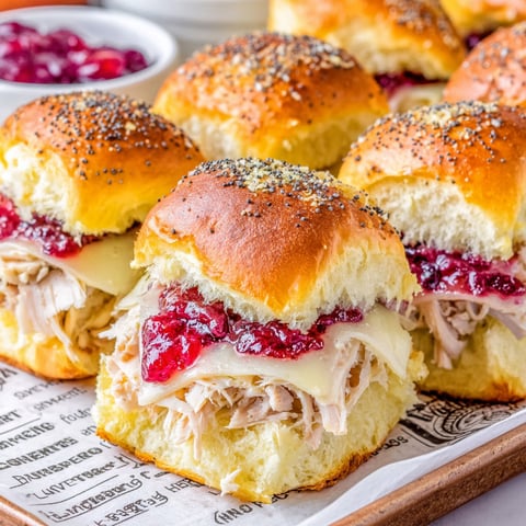 Turkey and cheese sliders on a plate.