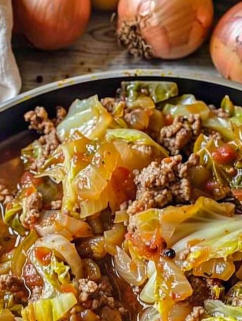 A bowl of meat and vegetables.