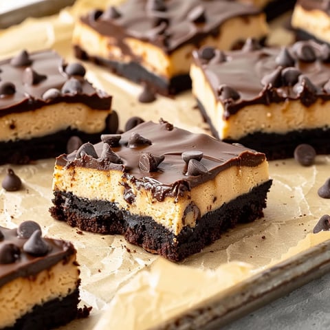 A close up of a chocolate and peanut butter buckeye brownie.