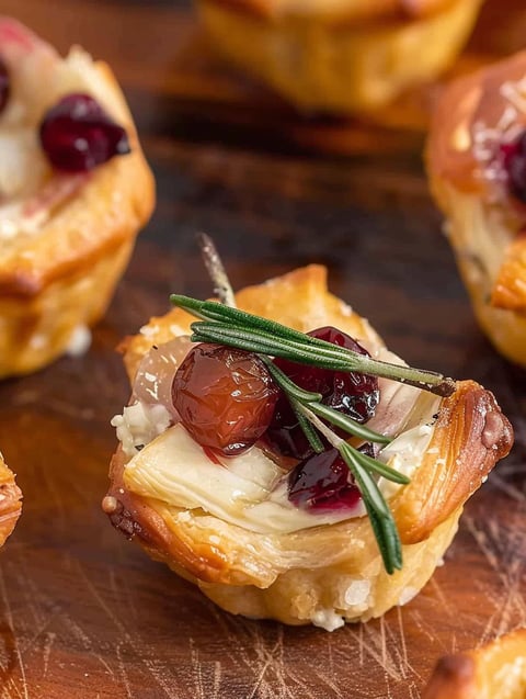 A small pastry with a cranberry and cheese filling.