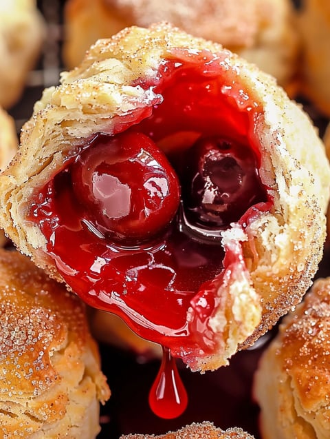 Cherry pie bombs with a cherry in the center.