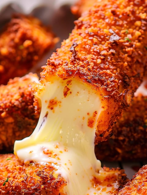 A Nashville Hot Mozzarella Stick with melted cheese.