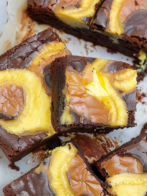 A slice of banana pudding brownies.