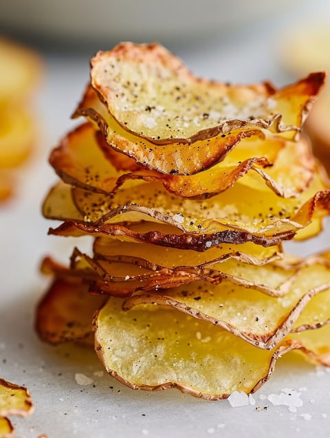 Homemade baked potato chips.