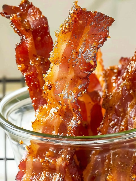 Bacon with a golden glaze.