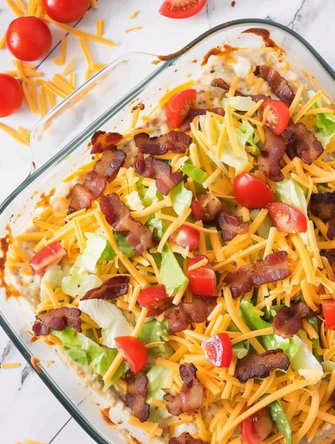 A dish of bacon, lettuce, and tomato.