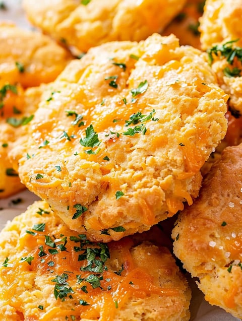 A stack of Keto Cheddar Bay Biscuits.