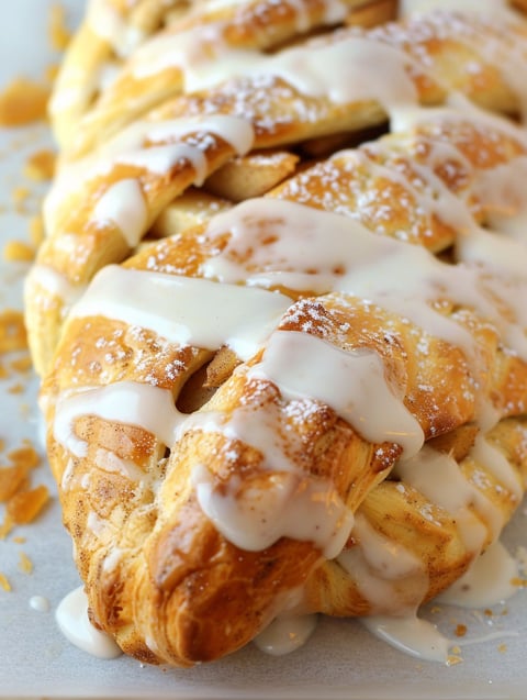 A delicious looking pastry with a cream cheese filling.
