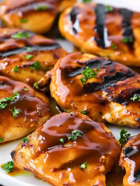 Grilled chicken with honey barbecue sauce.