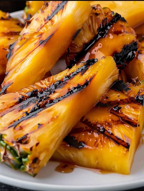 Brown sugar grilled pineapple slices.