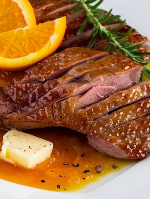 Sous Vide Duck Breast in Orange Sauce.